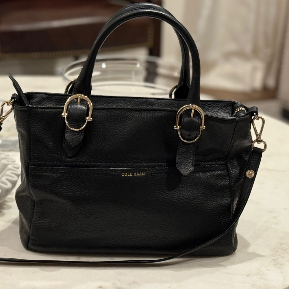 Beautiful, barely worn Cole Haan Black Leather Satchel, Shoulder, Crossbody Bag!